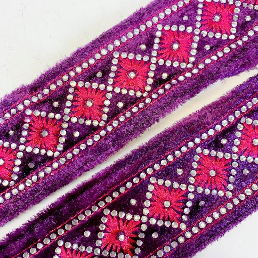 55mm Designer Embroidery Lace With Stone Work, view 1