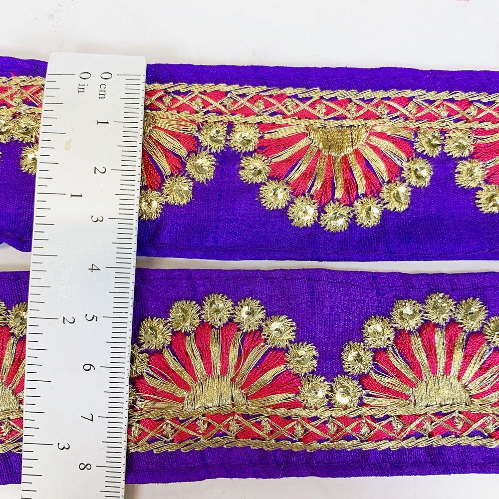 38 mm Designer Embroidery Lace With Sequins Work, view 1