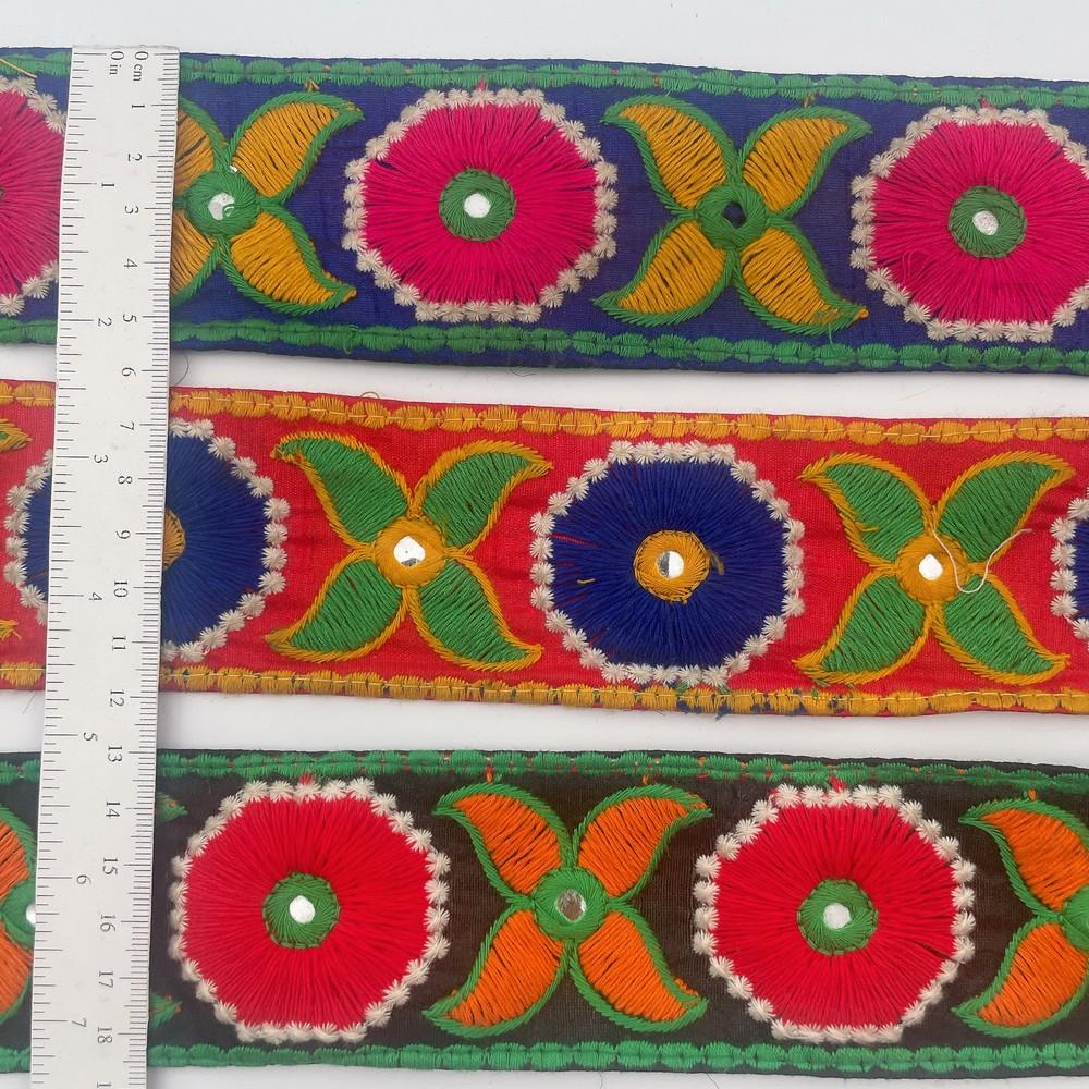 60mm Traditional Multicolor Embroidered Lace, view 2