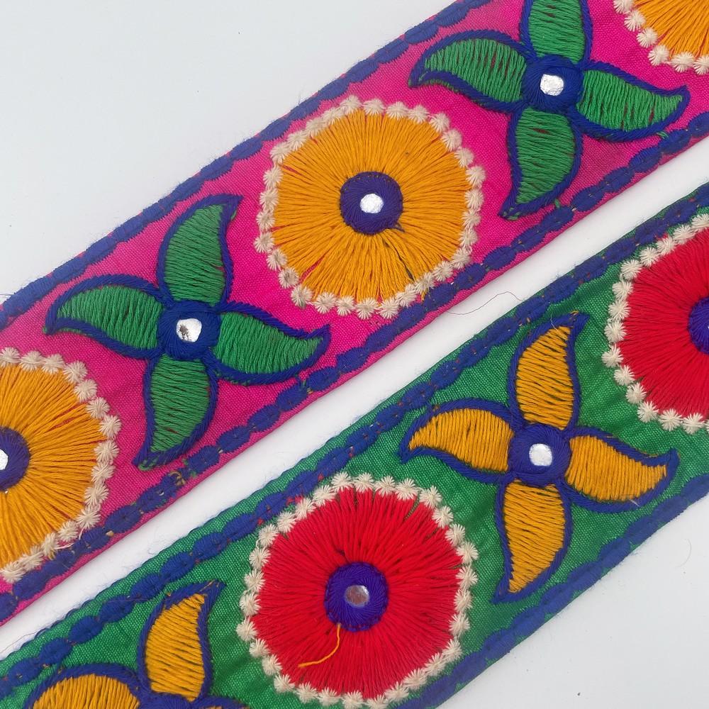 60mm Traditional Multicolor Embroidered Lace, view 5
