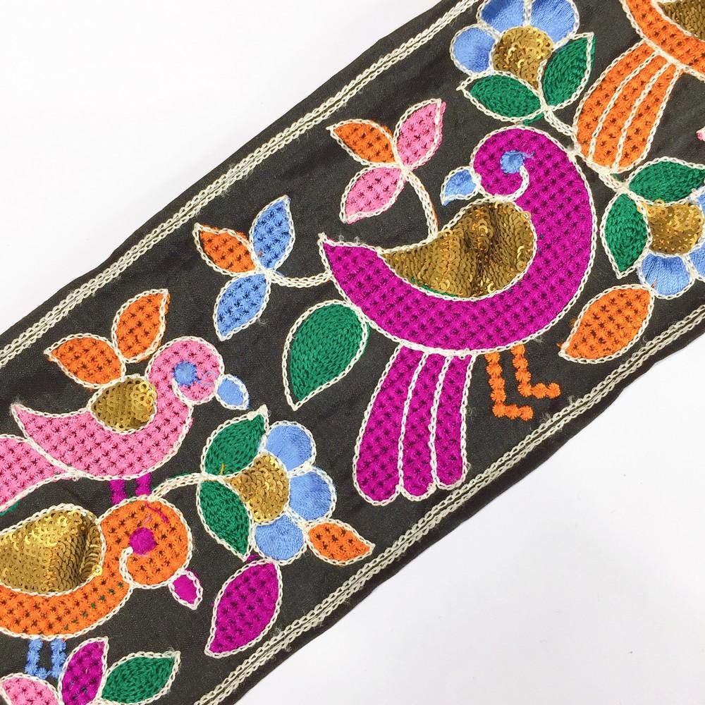 Lami 115mm Crossstitch Sparrow Design Embroidery Lace with Sequins Work, view 5