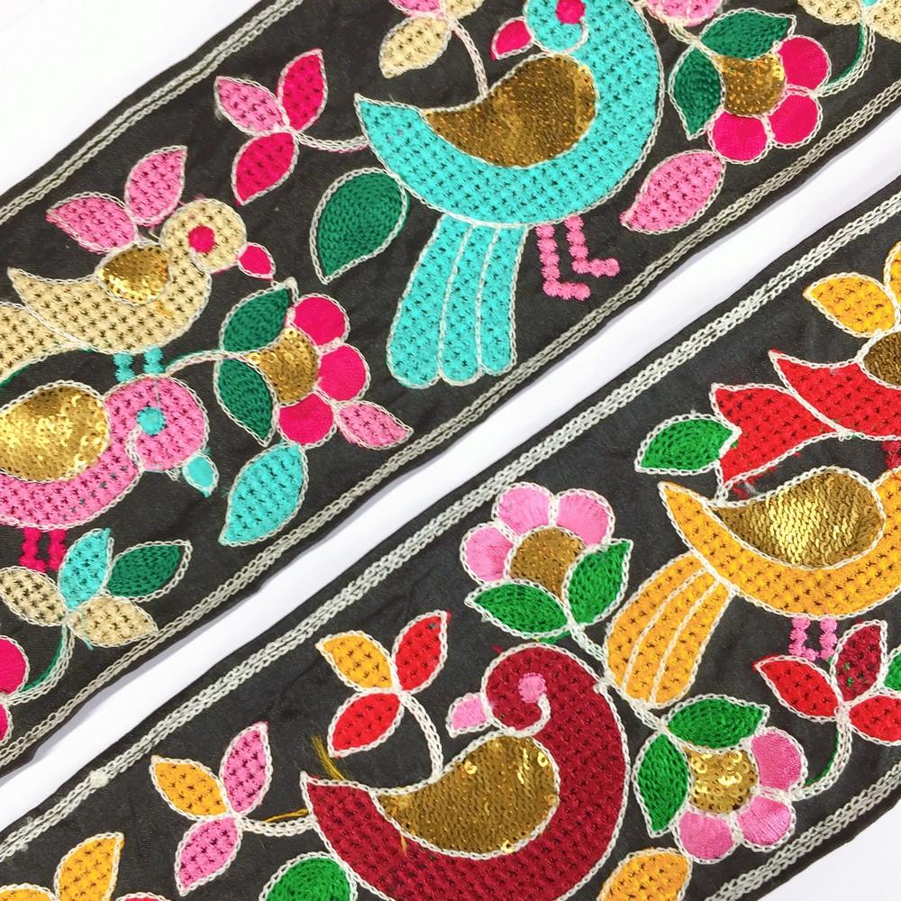 Lami 115mm Crossstitch Sparrow Design Embroidery Lace with Sequins Work, view 7
