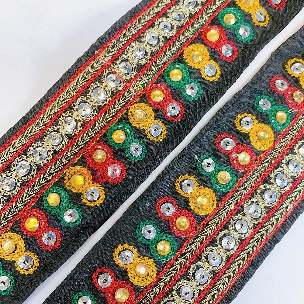 40mm Designer Colorful Embroidery Lace With Stone Work, view 2