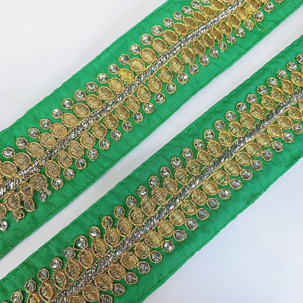 30mm Designer Embroidery Lace With Sequins Work, view 2
