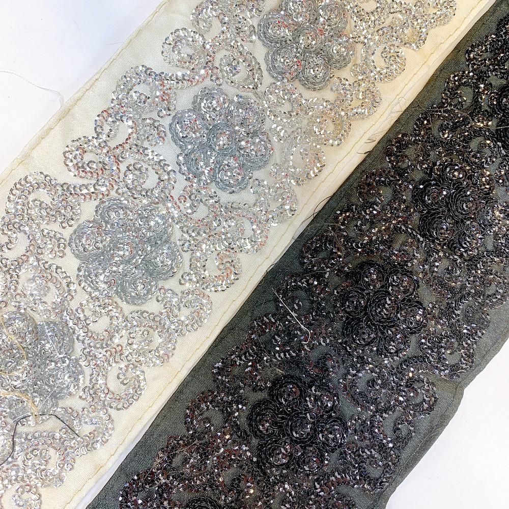 80mm Designer Sequins Work Embroidery Lace, view 1