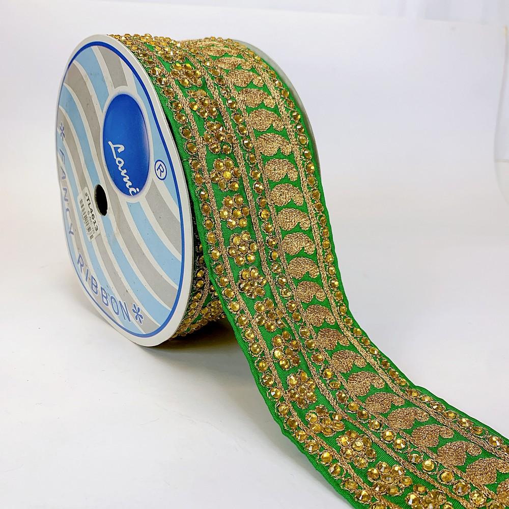 66 mm Designer Embroidery Lace With Stone Work, view 1