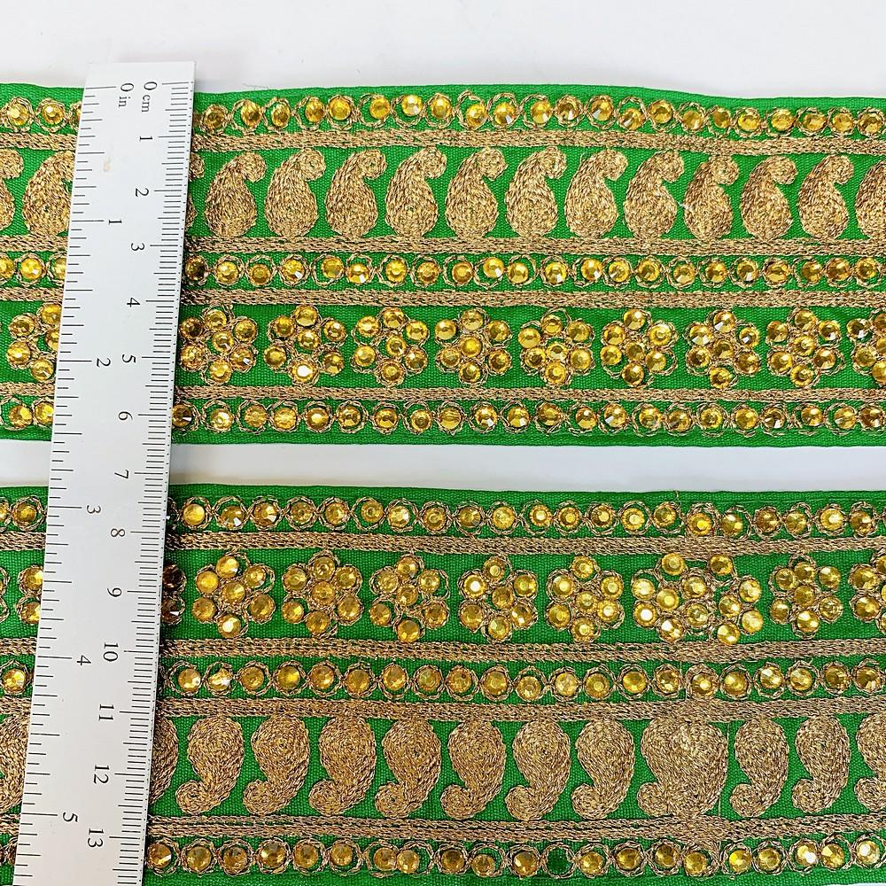 66 mm Designer Embroidery Lace With Stone Work, view 2