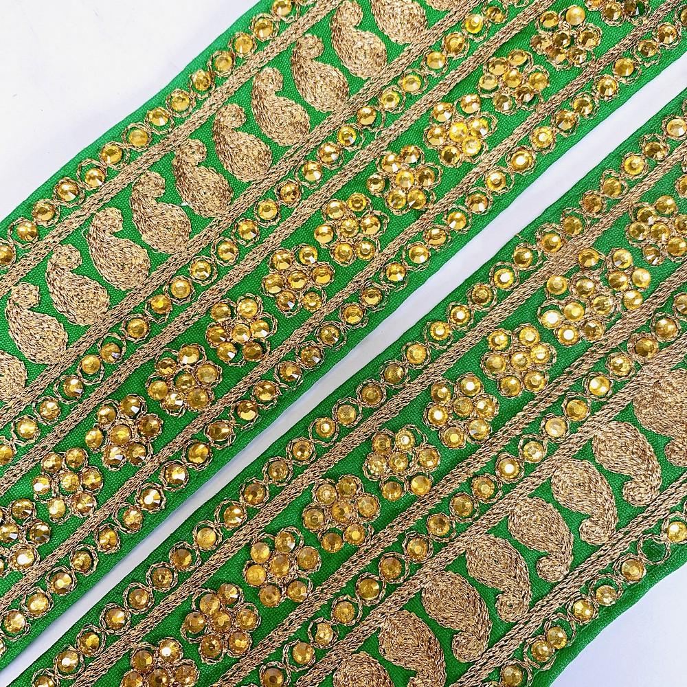 66 mm Designer Embroidery Lace With Stone Work, view 3