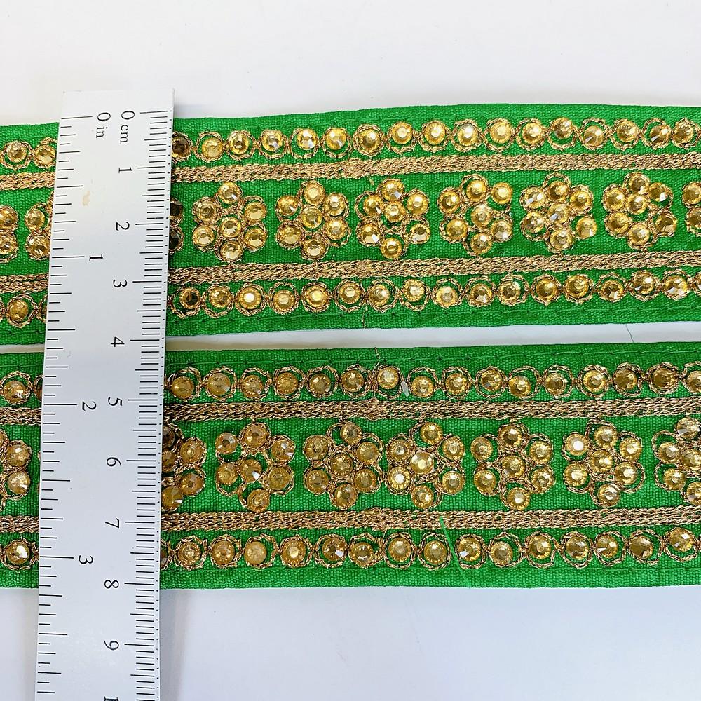 38 mm Designer Embroidery Lace With Stone Work, view 1