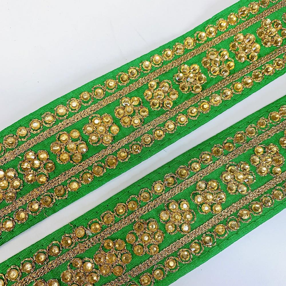 38 mm Designer Embroidery Lace With Stone Work, view 2