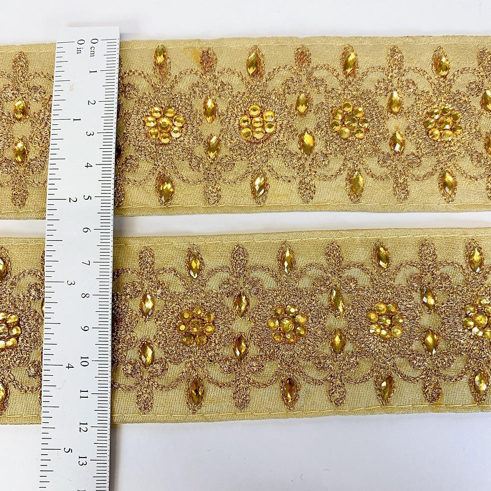 56 mm Designer Embroidery Lace With Stone Work, view 2