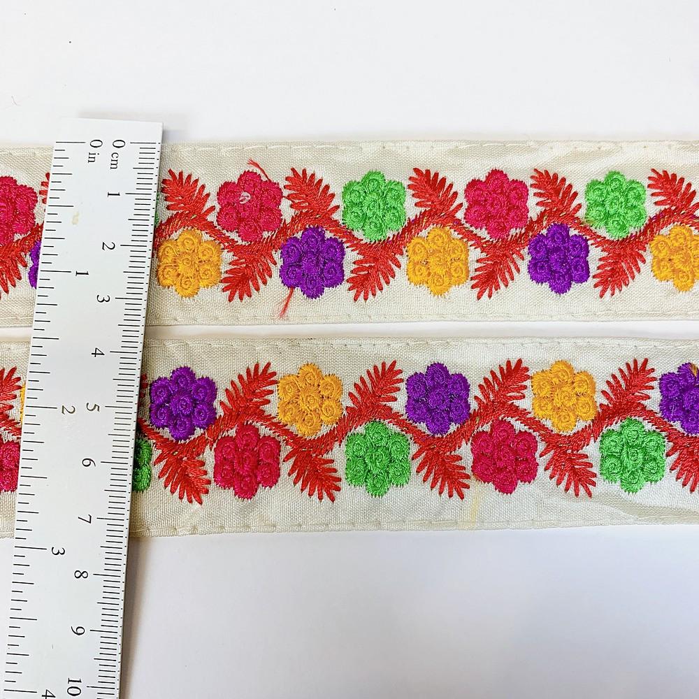 32 mm Designer Parsi Flower Embroidery Lace, view 1