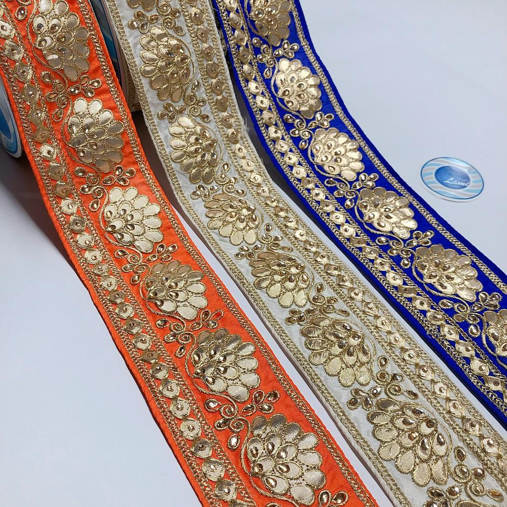 72 mm Designer Embroidery Lace With Dori And Stone Work, view 2