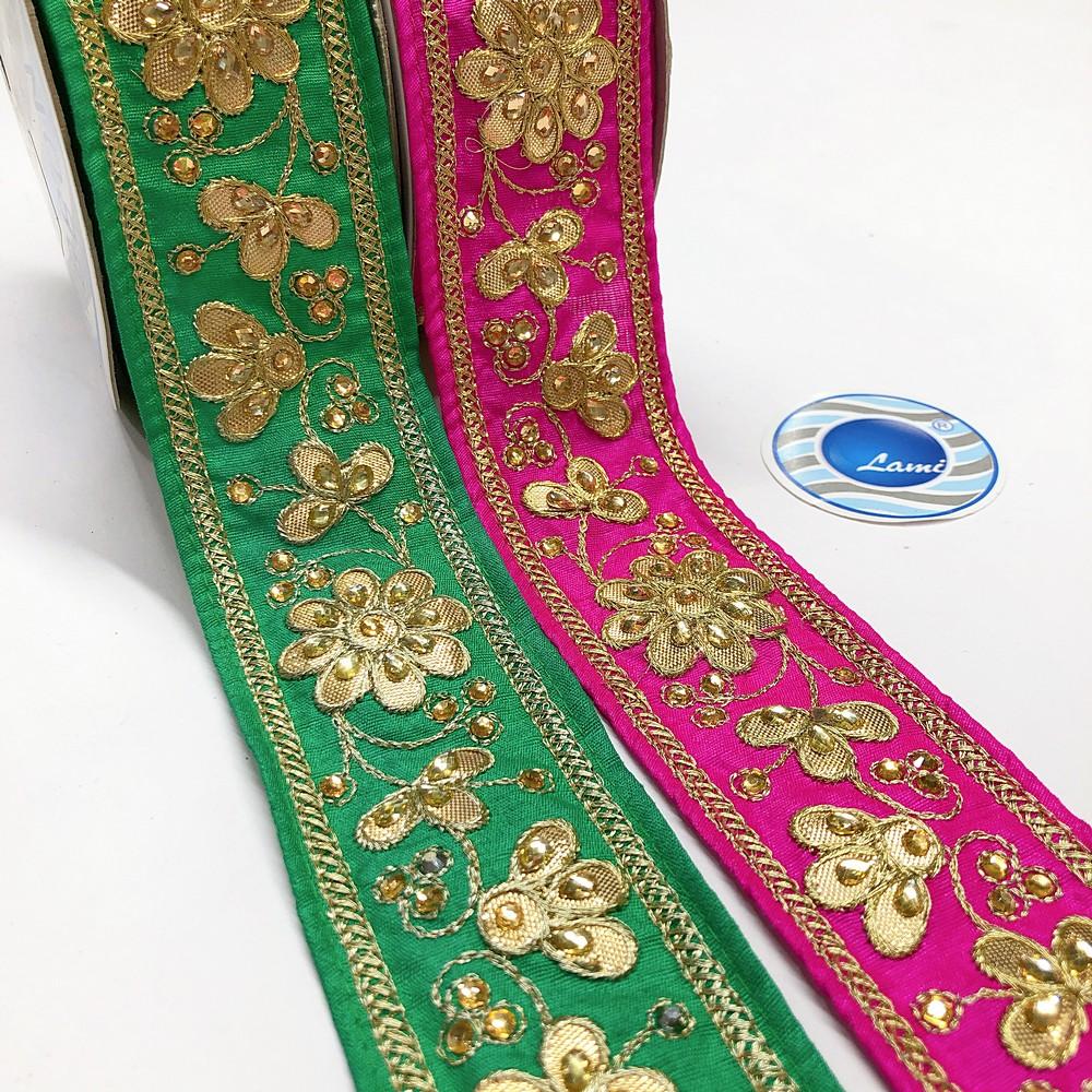 50mm Designer Embroidery Lace With Stone Work, view 1