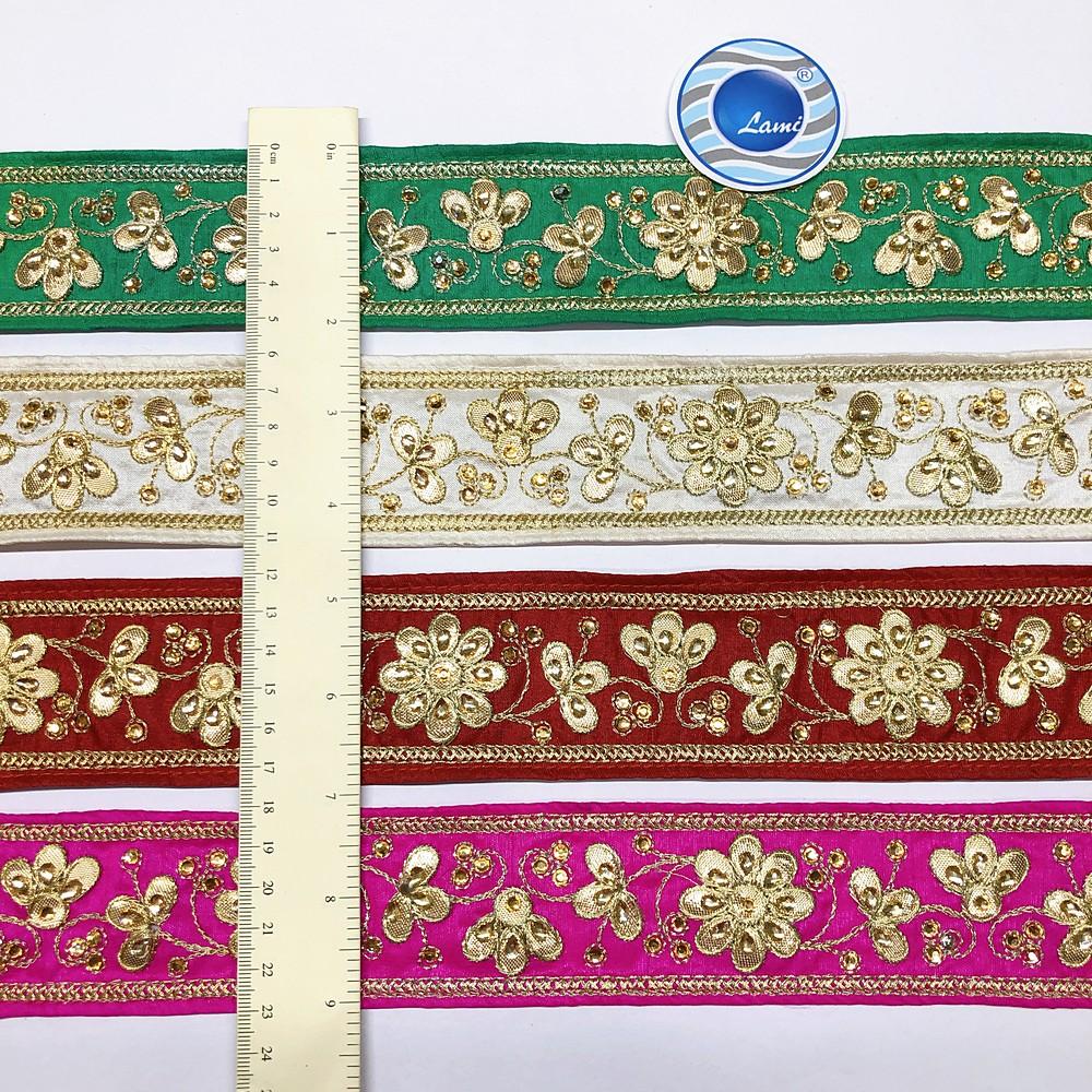 50mm Designer Embroidery Lace With Stone Work, view 2