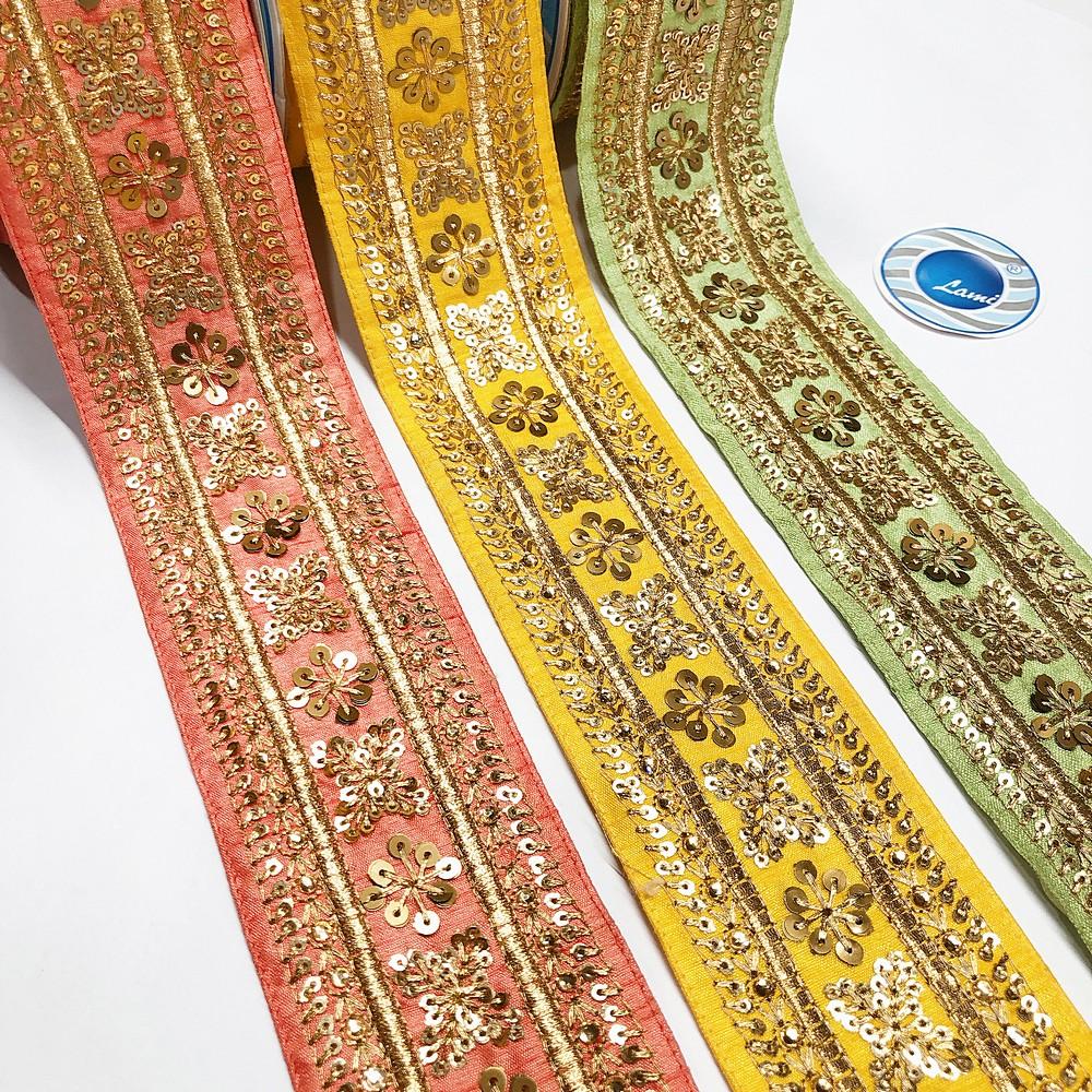 66 mm Designer Embroidery Lace With Sequins Work, view 2