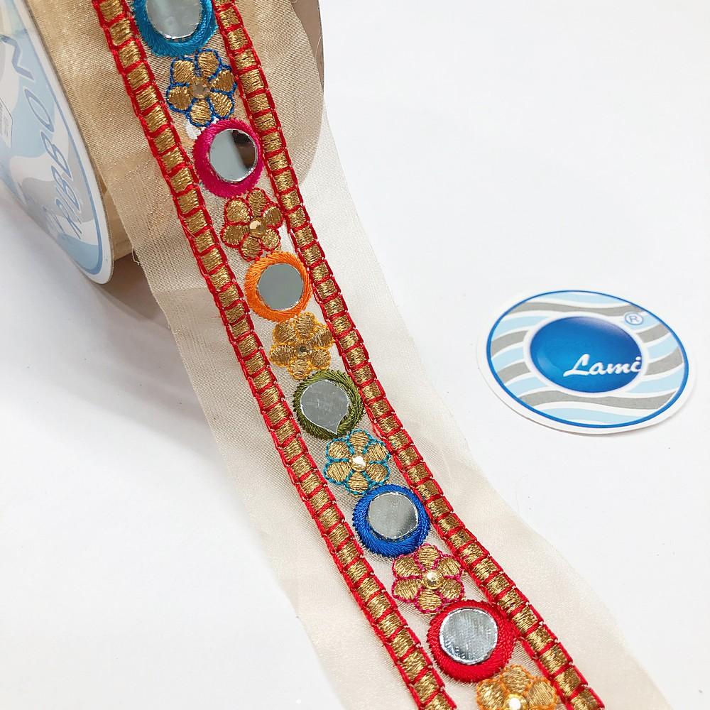 23 mm Designer Embroidery Lace With Sequins Work, view 1