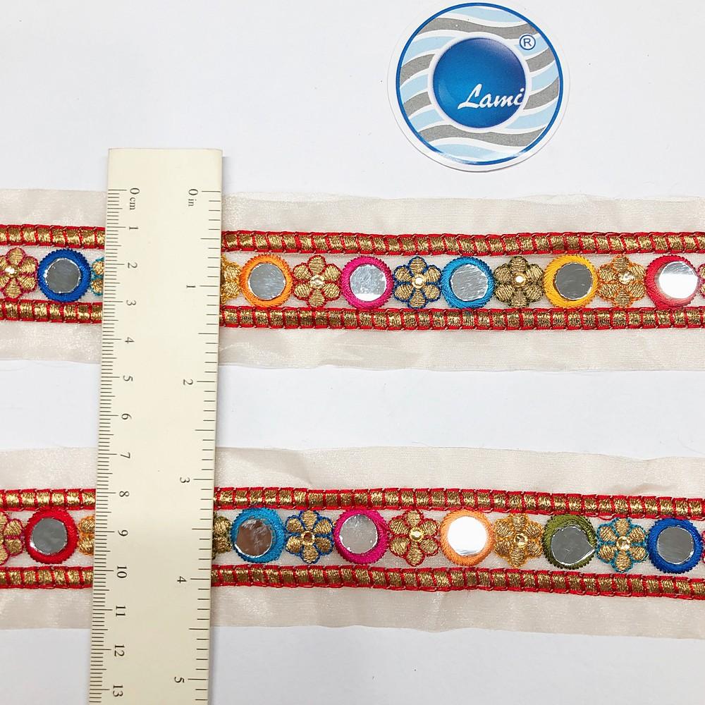 23 mm Designer Embroidery Lace With Sequins Work, view 2