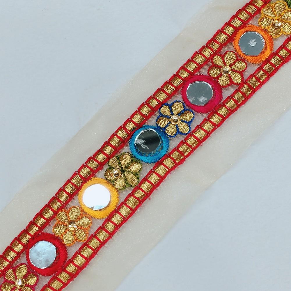 23 mm Designer Embroidery Lace With Sequins Work, view 3