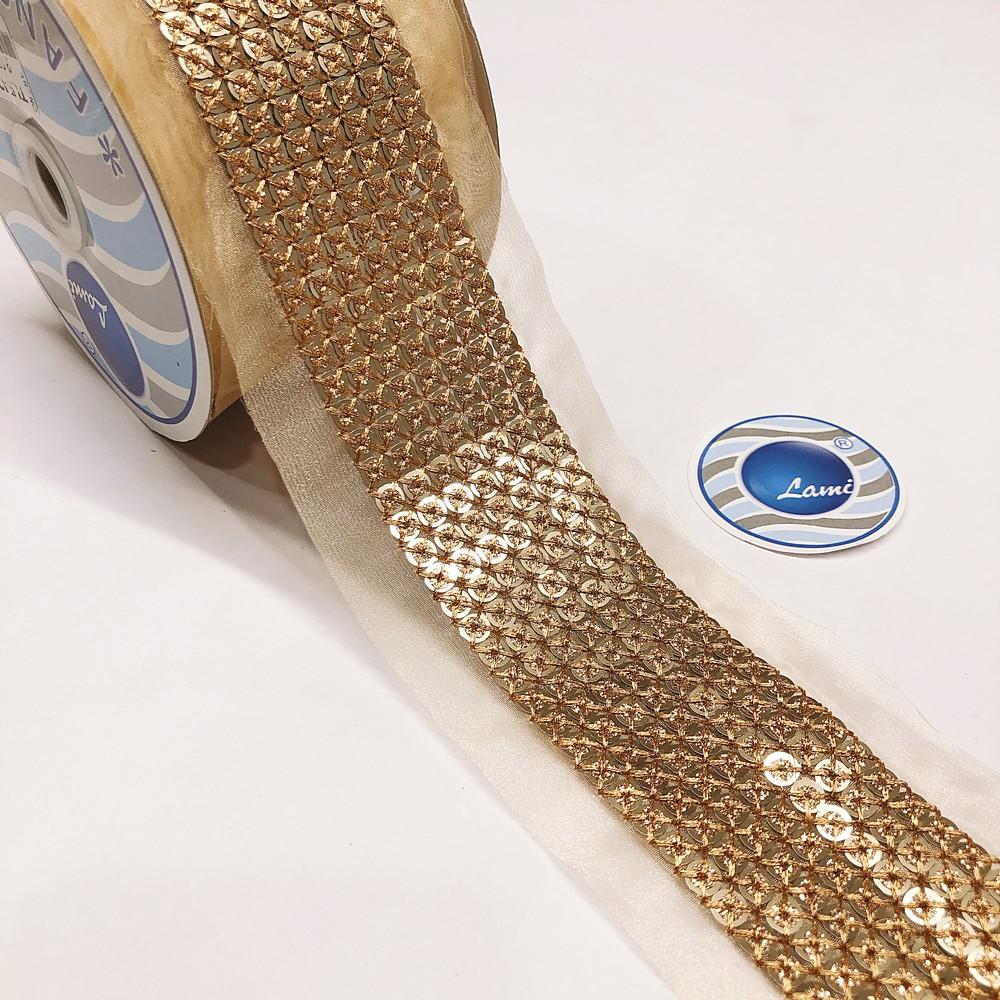 40mm Designer Embroidery Lace With Sequins Work, view 1