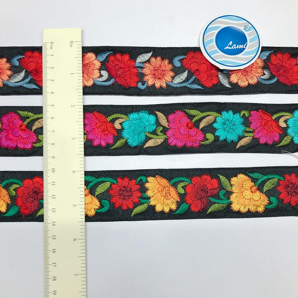 30mm Flower Design Parsi Embroidery Lace, view 1