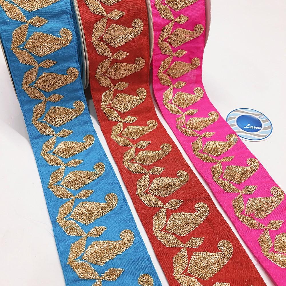 55mm designer Embroidery Lace With Sequins Work, view 2