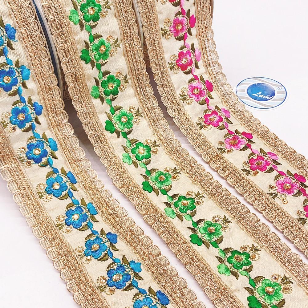 65mm Designer Embroidery Lace With Stone Work, view 2