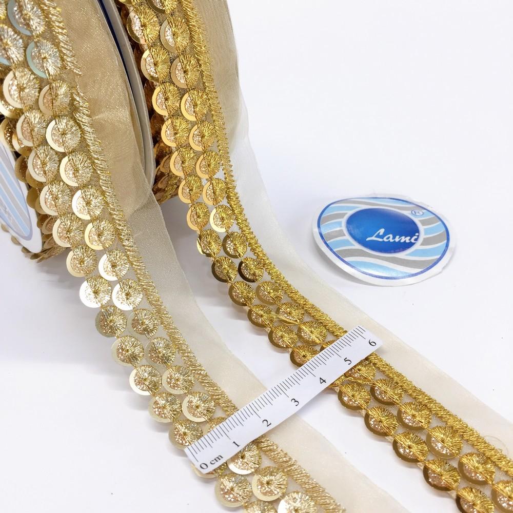 20mm Designer Embroidery Lace With Sequins Work, view 3