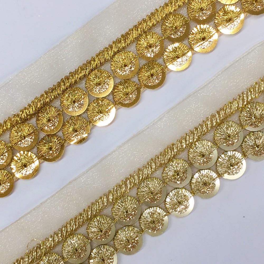 20mm Designer Embroidery Lace With Sequins Work, view 2