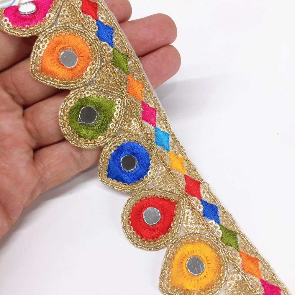 44 mm Cutwork Embroidery Lace With Mirrors, view 1