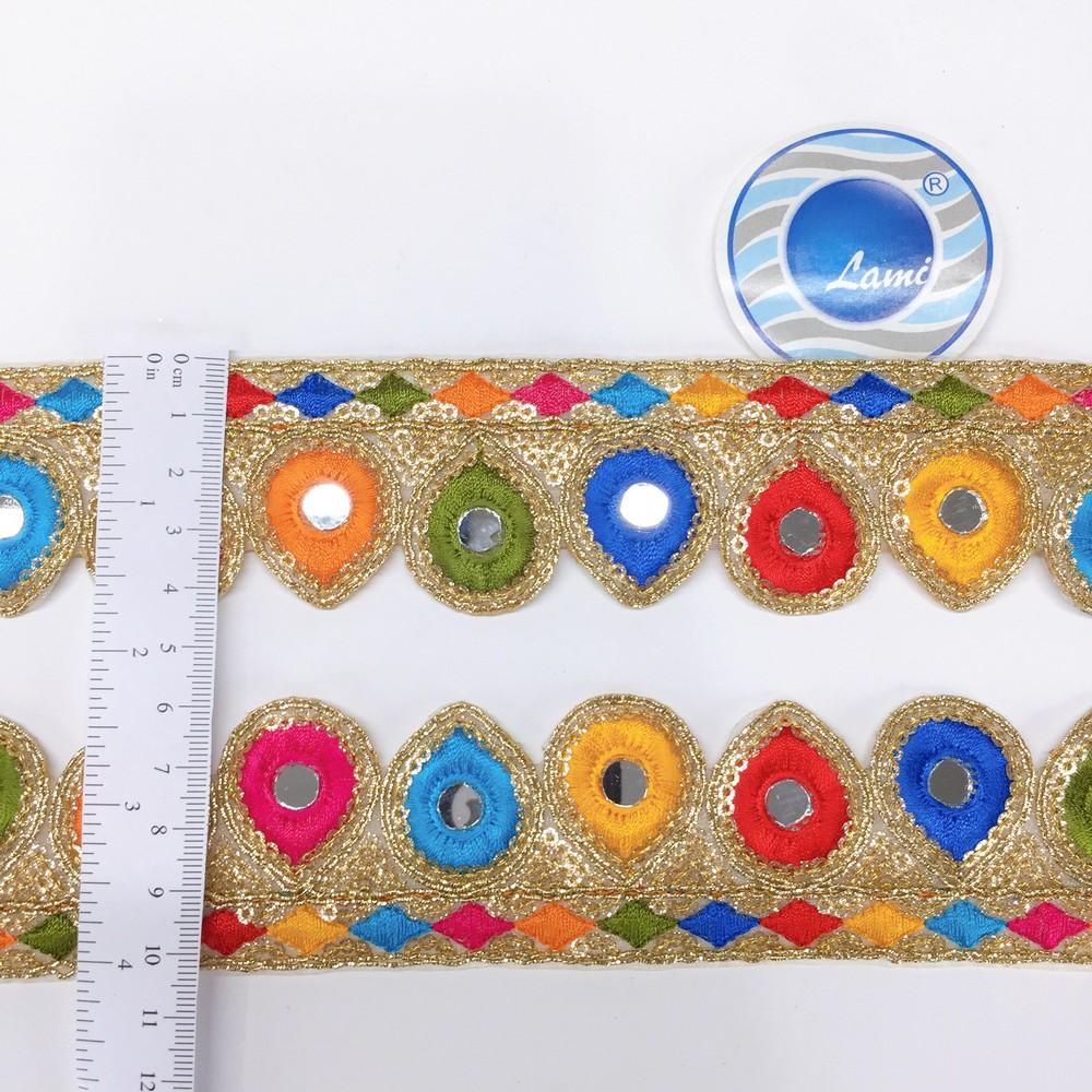 44 mm Cutwork Embroidery Lace With Mirrors, view 2