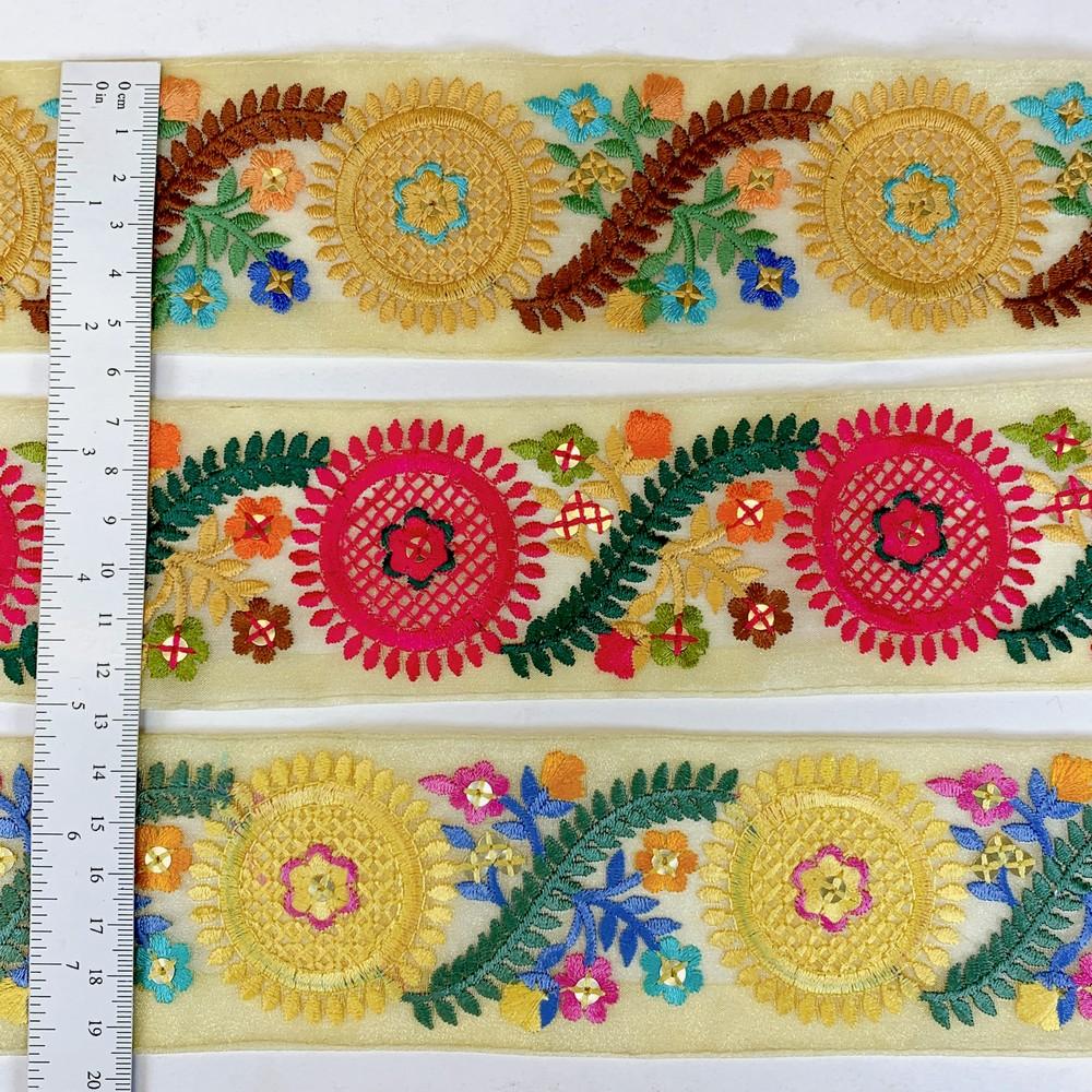 Lami 54 mm Designer Colorful Parsi Embroidery Lace, view 2