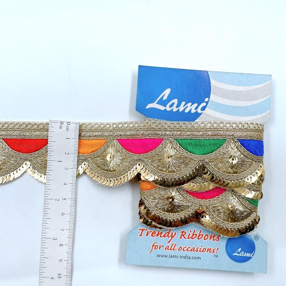 40mm Scalloped Multicolor Brocade Lace – 1 Meter Pack, view 1
