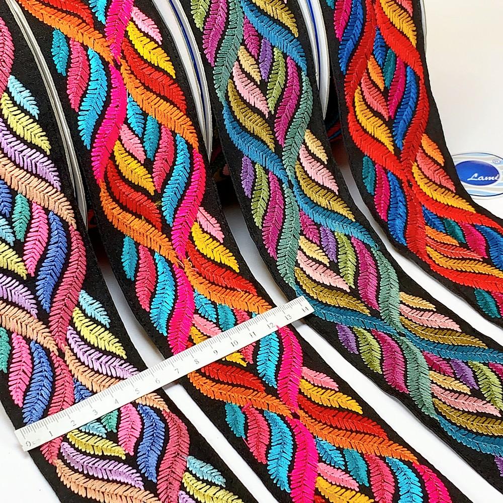 Lami 60mm Designer Colorful Embroidery Lace, view 1