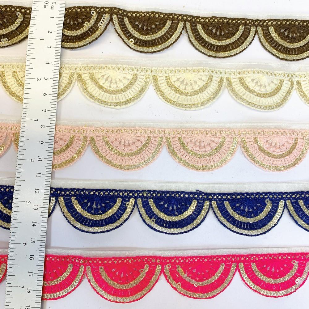 30mm Designer Embroidery Cutwork Lace With Sequin Work, view 2