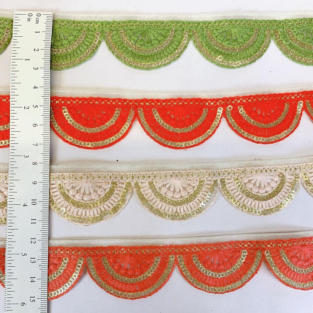 30mm Designer Embroidery Cutwork Lace With Sequin Work, view 3
