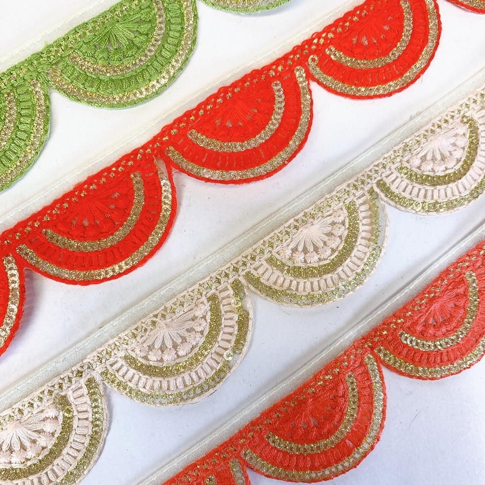 30mm Designer Embroidery Cutwork Lace With Sequin Work, view 5