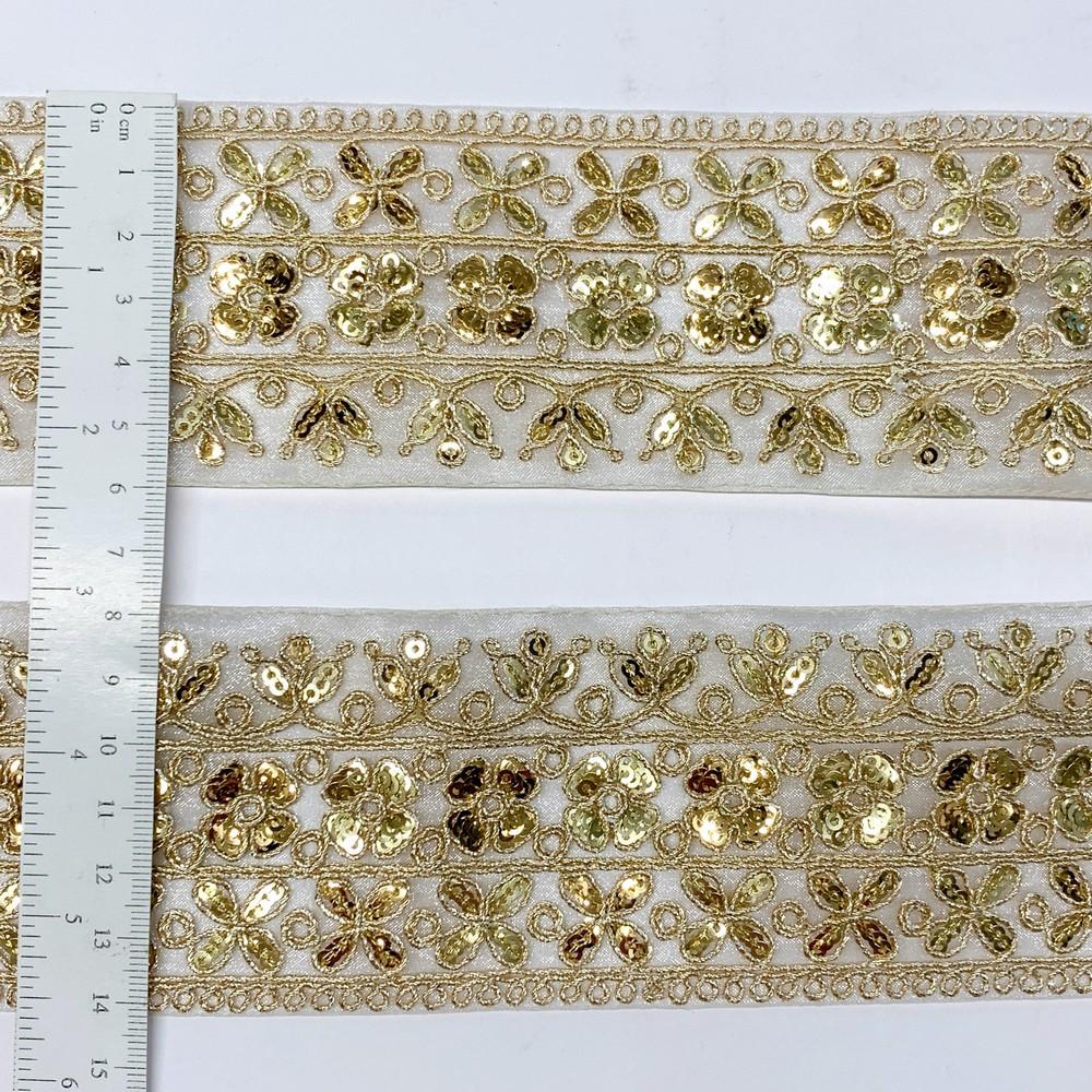60mm Designer Embroidery Lace With Sequins And Dori Work, view 1