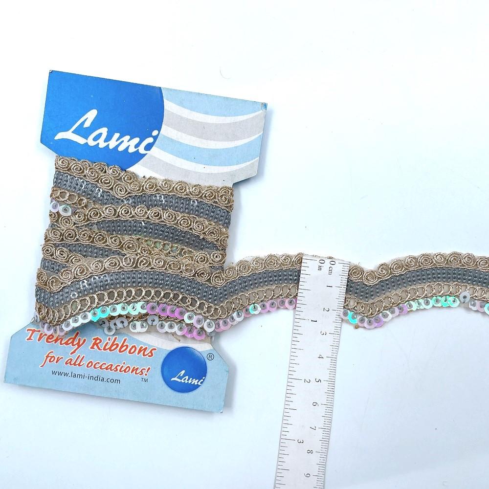 23mm Wave Sequin Embroidered Lace – 1 Meter Pack, view 2