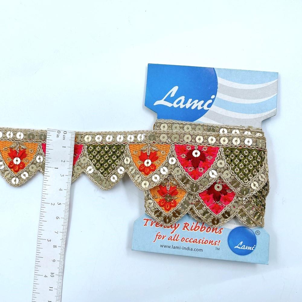 40mm Sequin Embroidered Gota Lace – 1 Meter Pack, view 1