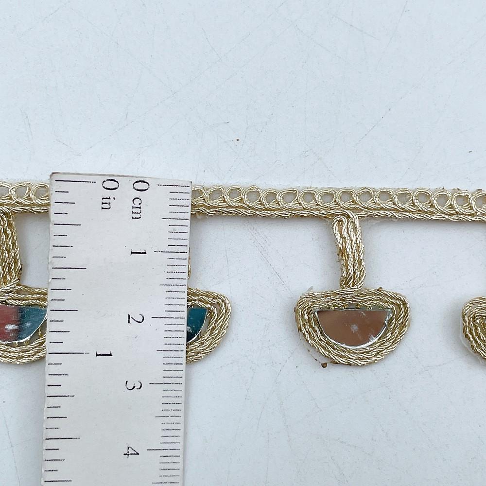 26mm Elegant Golden Half-Moon Mirror Lace with Hanging Drops for Ethnic Wear, view 2
