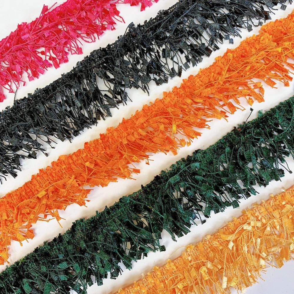 40mm Light Orange Designer Polyester Fringe, view 4