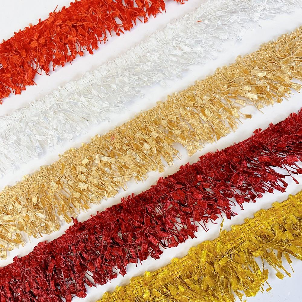 40mm Light Orange Designer Polyester Fringe, view 5