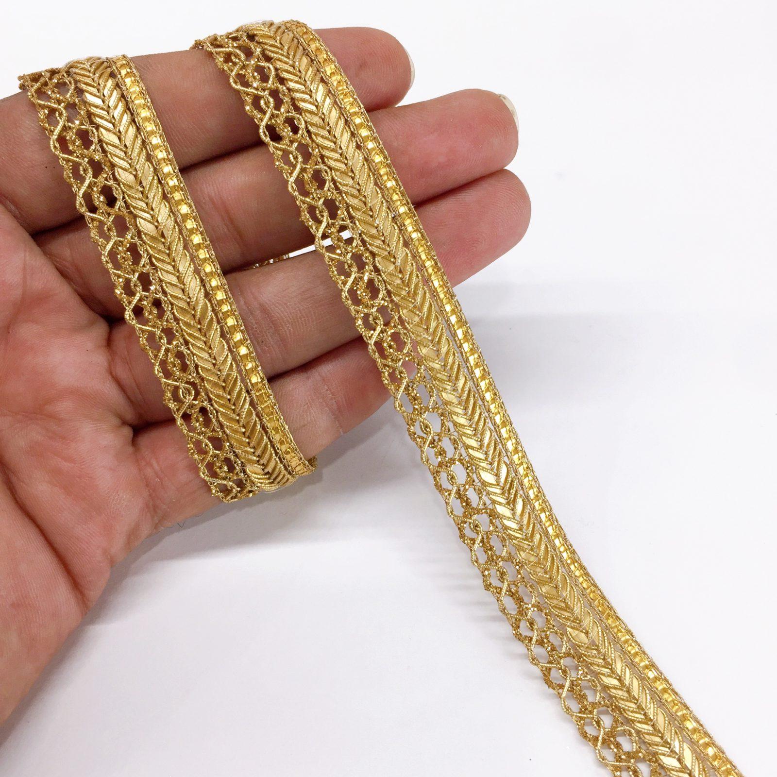 15mm Braids Knitted Decorative Trim Ribbon, shown on white cotton