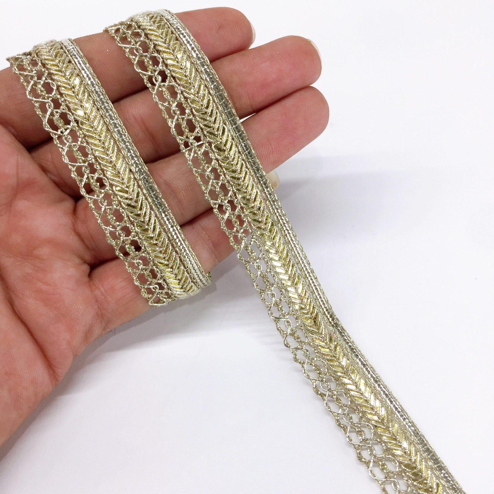 15mm Braids Knitted Decorative Trim Ribbon, shown on white cotton