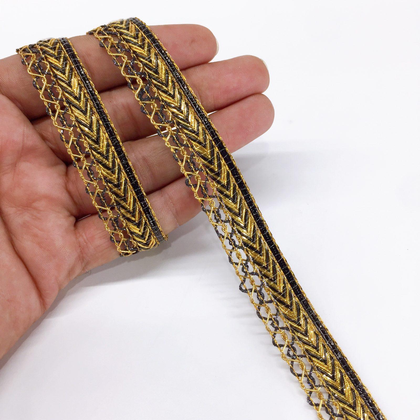 15mm Braids Knitted Decorative Trim Ribbon, shown on white cotton