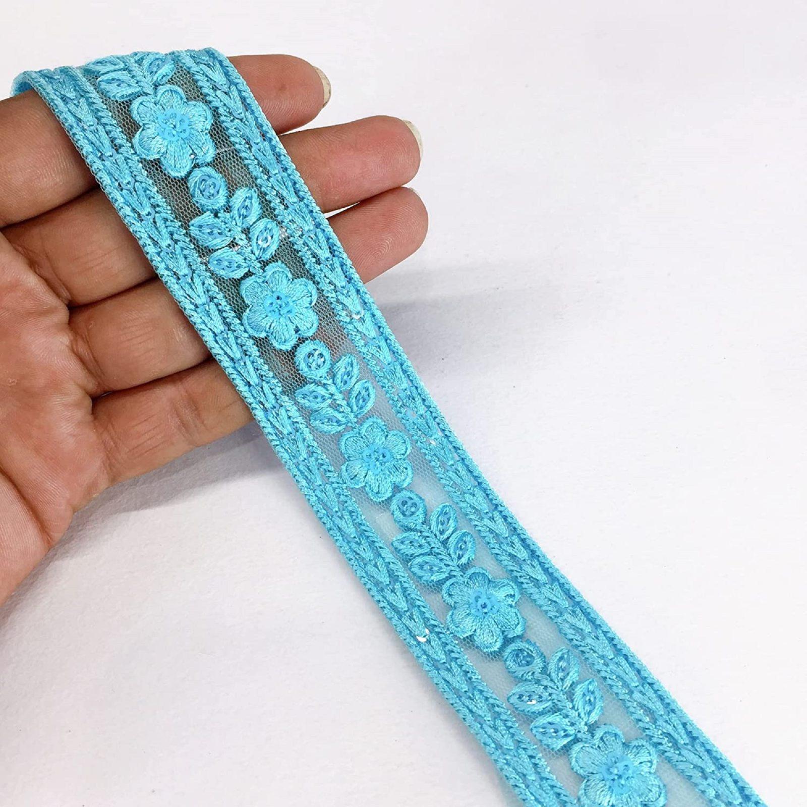 35mm Flower Design Embroidery, shown on white cotton