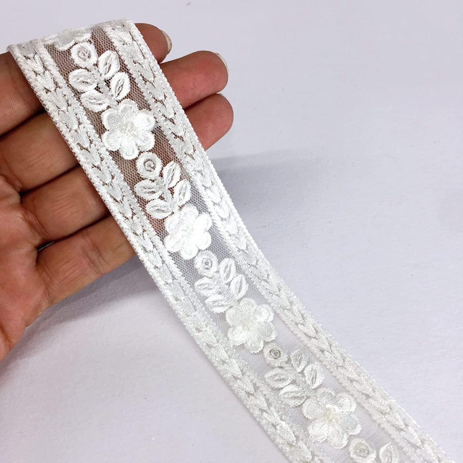 35mm Flower Design Embroidery, shown on white cotton