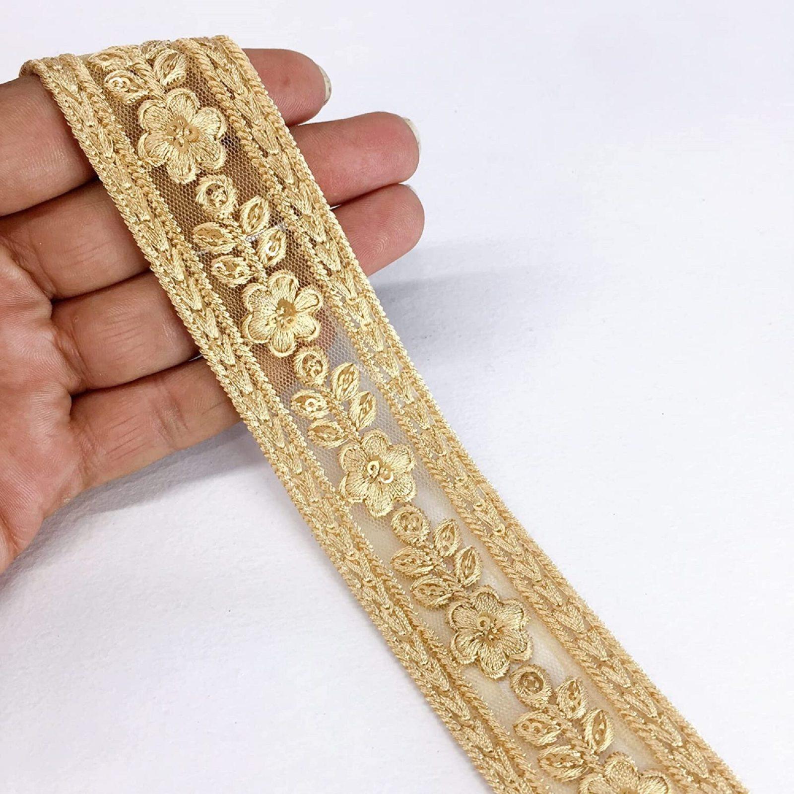 35mm Flower Design Embroidery, shown on white cotton