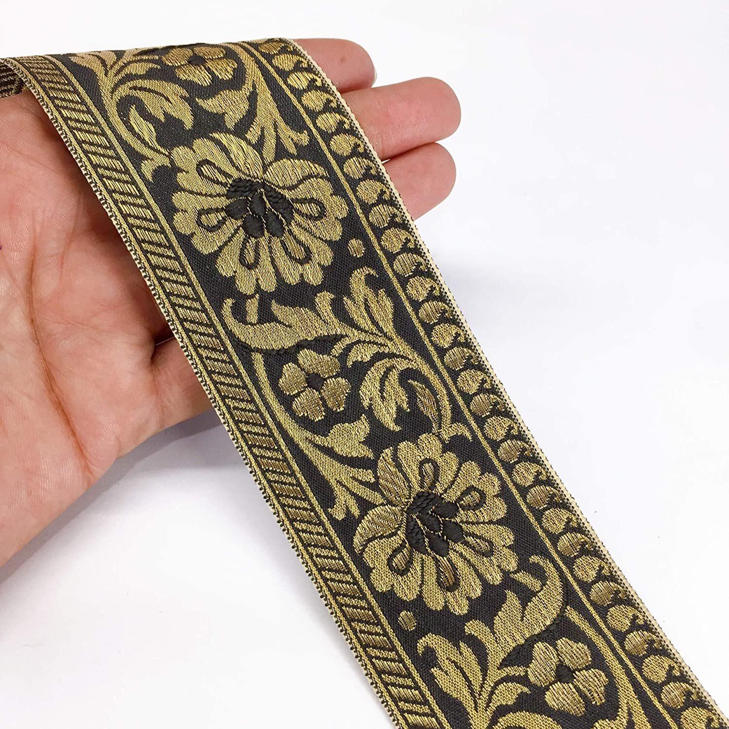 55mm Flower Design Jacquard, shown on white cotton